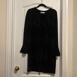 MICHAEL KORS Black Cocktail Dress -Size Large Long Sleeve with Silver shimmer